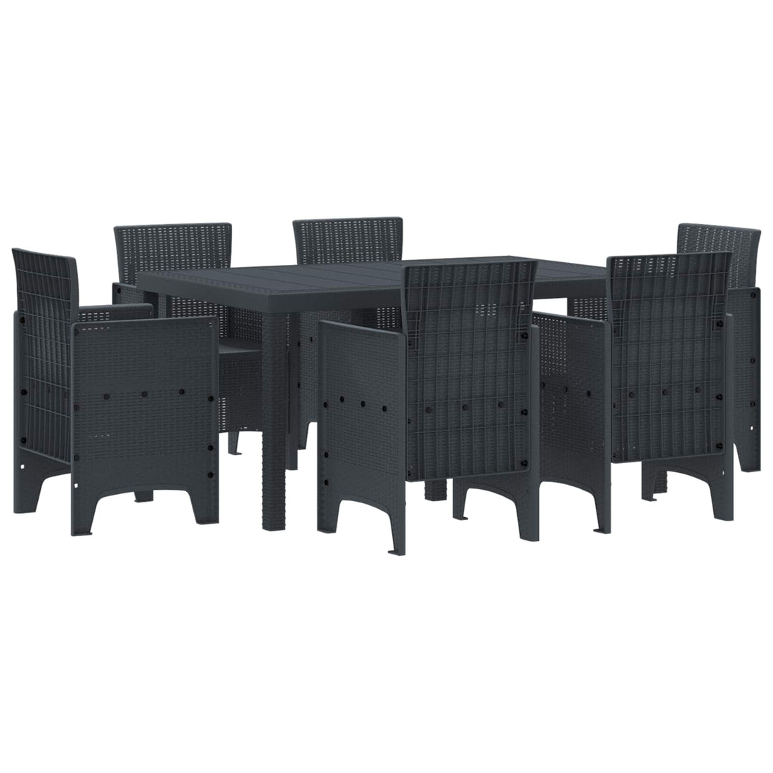 vidaXL Conjunto de Comedor de Jardín 7 uds. Antracita Ratan Polt