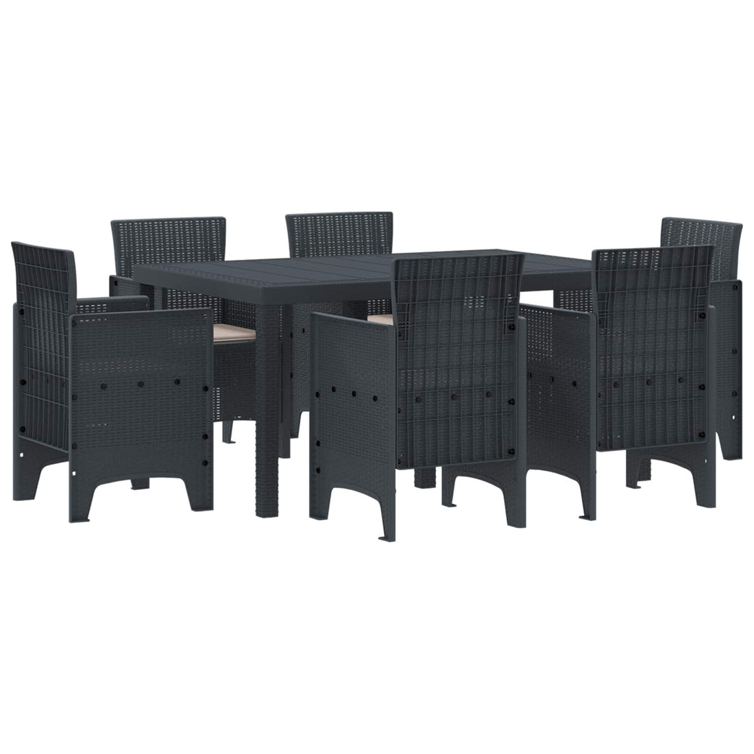 vidaXL Conjunto de Comedor de Jardín 7 uds. Antracita Ratan Polt