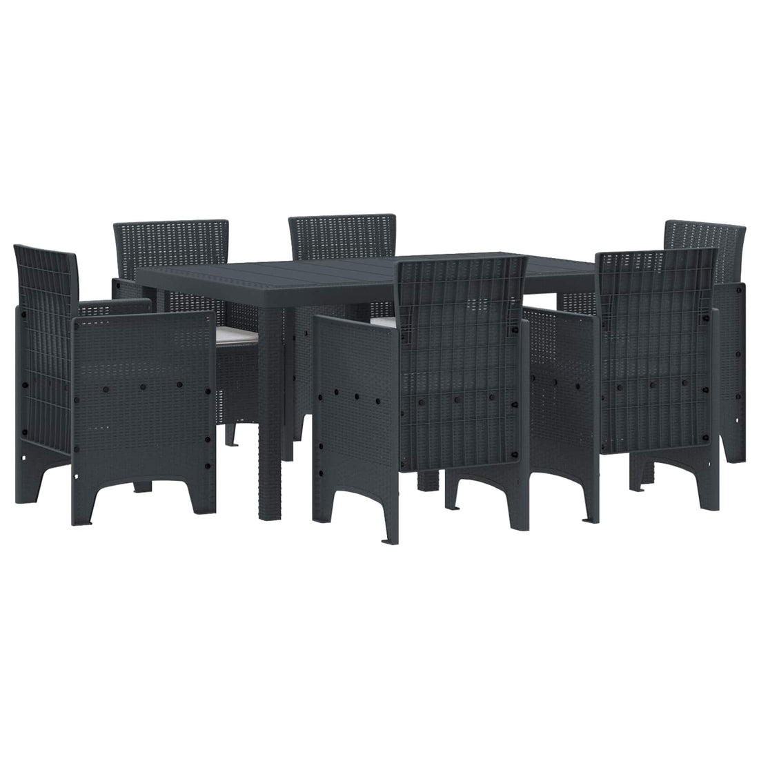vidaXL Conjunto de Comedor de Jardín 7 uds. Antracita Ratan Polt