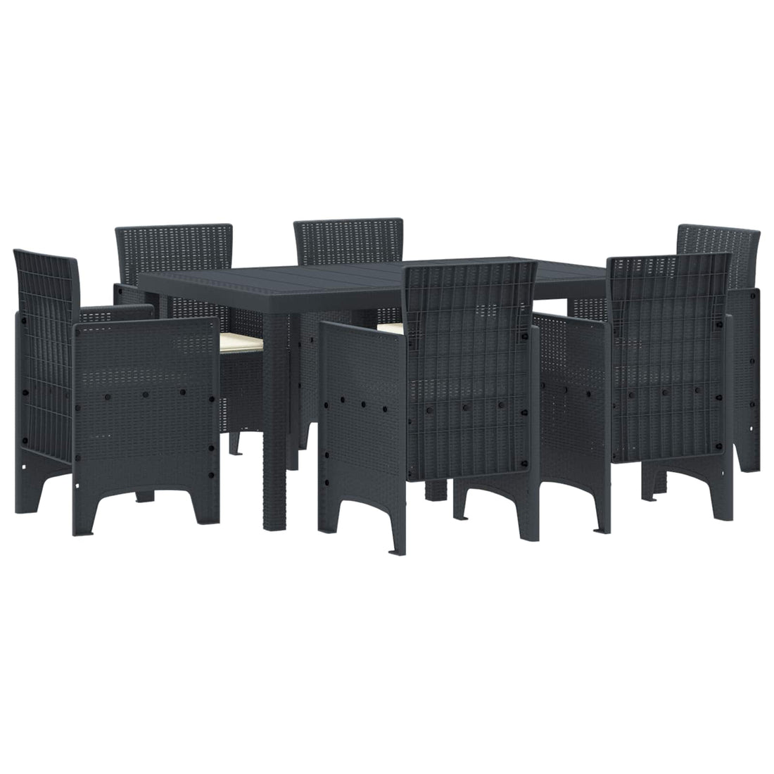 vidaXL Conjunto de Comedor de Jardín 7 uds. Antracita Ratan Polt
