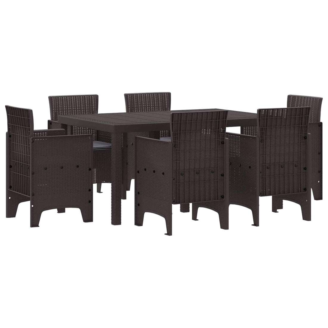 vidaXL Conjunto de Comedor de Jardín 7 uds. Marrón Ratan Polt