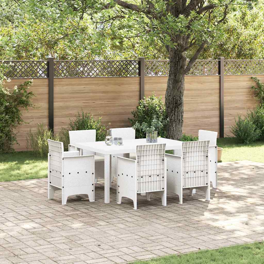 vidaXL Conjunto de Comedor de Jardín 7 uds. Blanco Ratan Polt