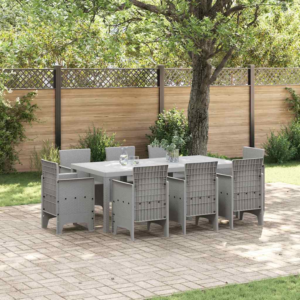 vidaXL Conjunto de Comedor de Jardín 9 uds. Gris Claro Polipropileno