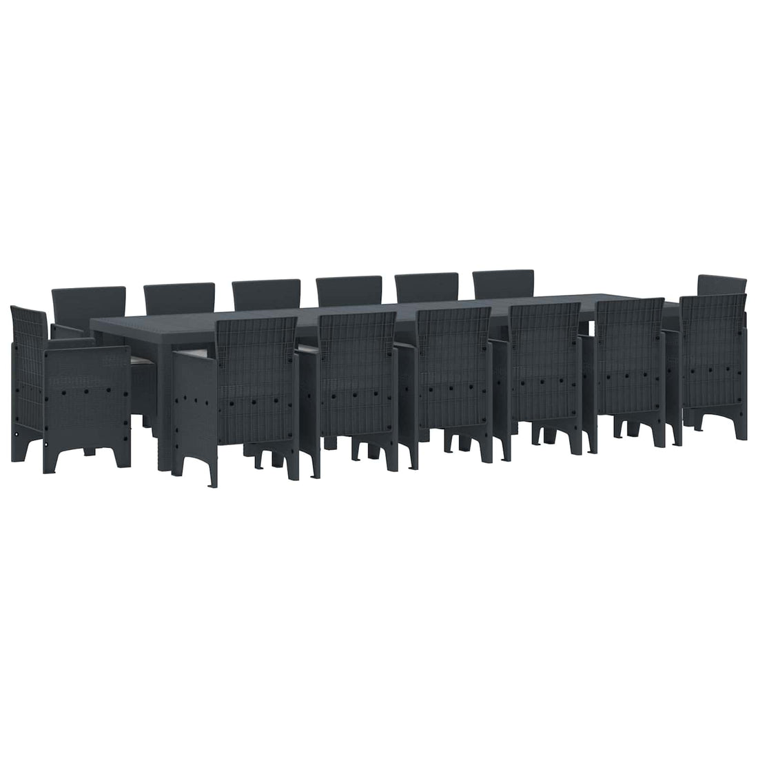 vidaXL Conjunto de Comedor de Jardín 15 uds. Antracita Ratan Polt