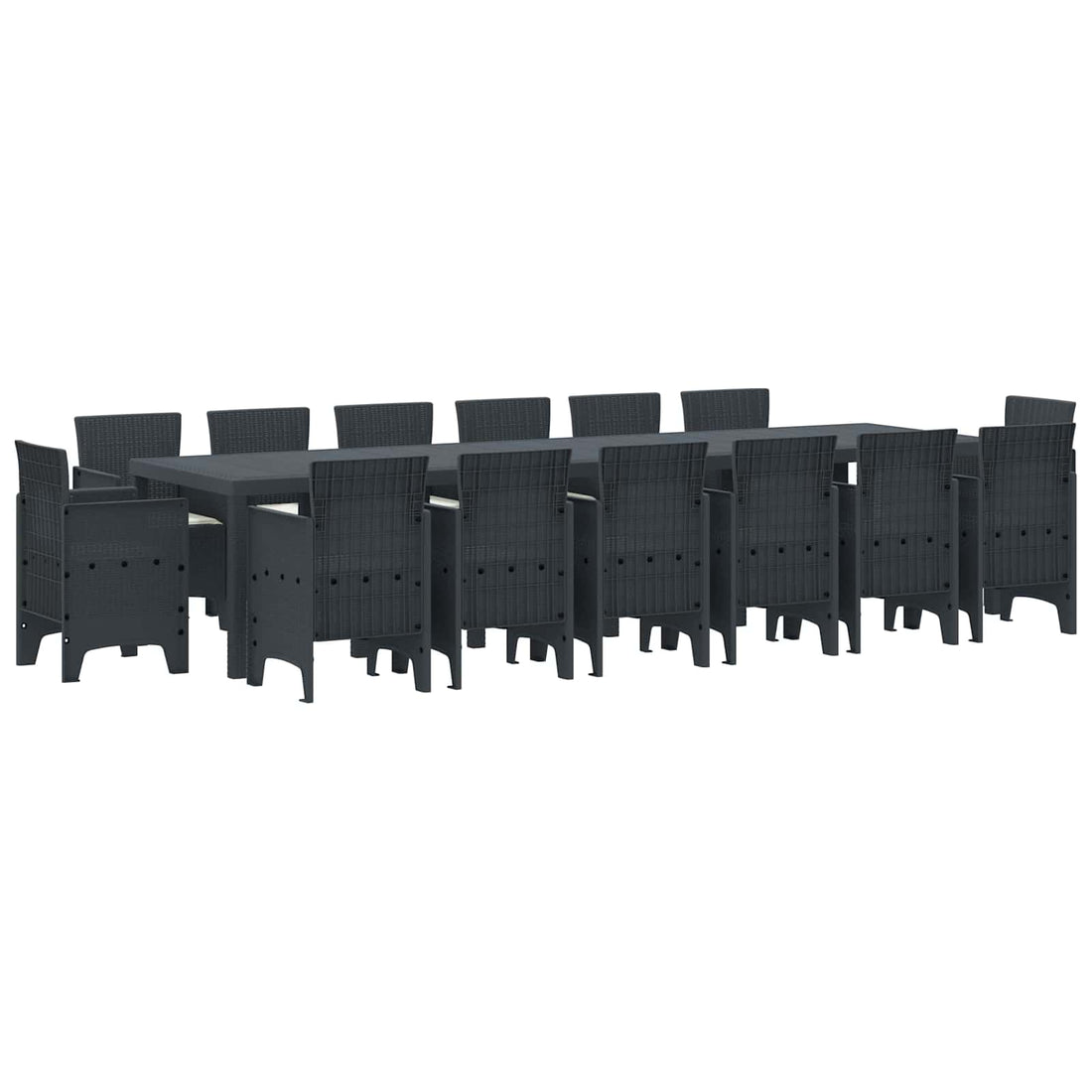 vidaXL Conjunto de Comedor de Jardín 15 uds. Antracita Ratan Polt