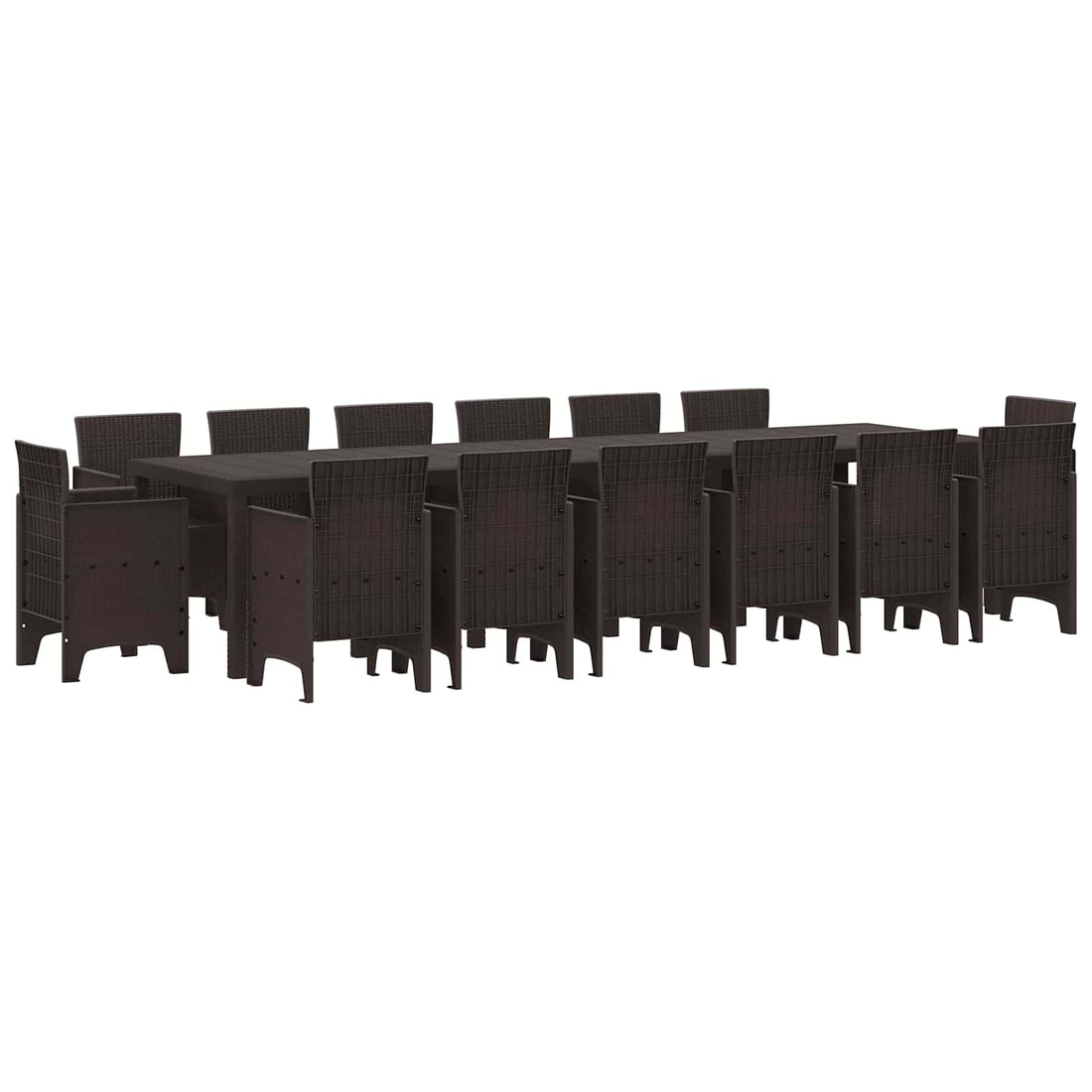 vidaXL Conjunto de Comedor de Jardín 15 uds. Marrón Ratan Polt