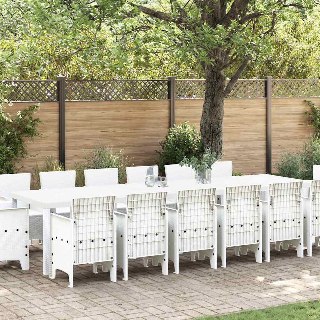 vidaXL Conjunto de Comedor de Jardín 15 uds. Blanco Ratan Polt