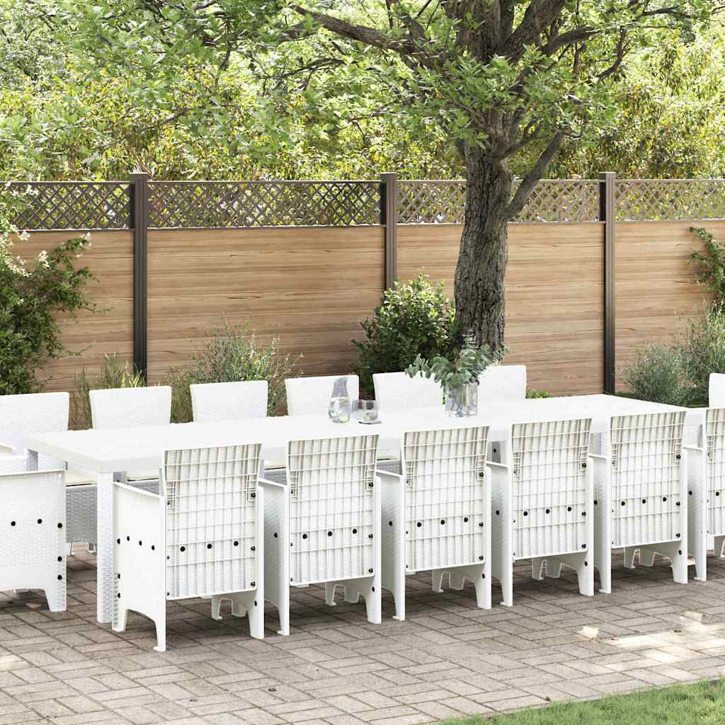 vidaXL Conjunto de Comedor de Jardín 15 uds. Blanco Ratan Polt