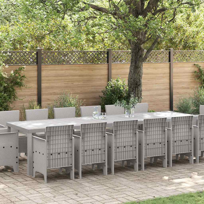vidaXL Conjunto de Comedor de Jardín 15 uds. Gris Claro Ratan Polt