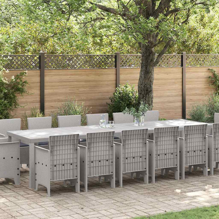 vidaXL Conjunto de Comedor de Jardín 15 uds. Gris Claro Ratan Polt