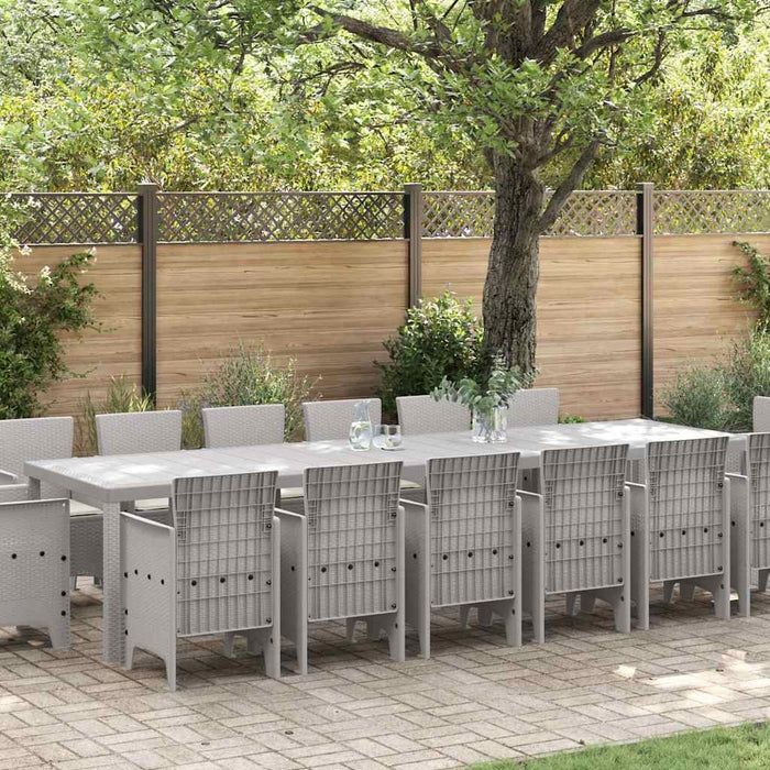 vidaXL Conjunto de Comedor de Jardín 15 uds. Gris Claro Ratan Polt