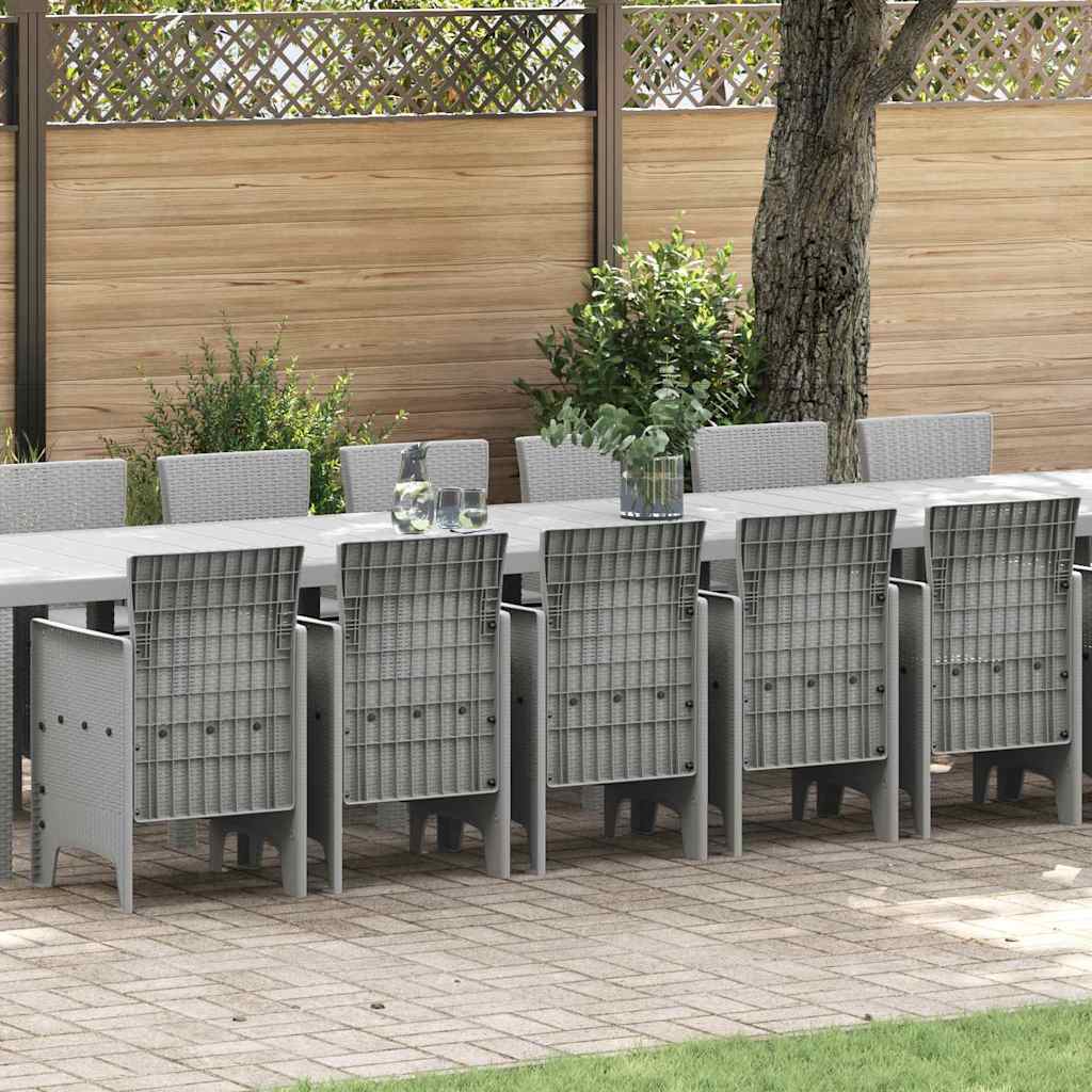 vidaXL Conjunto de comedor de jardín con cojines 17 uds. Gris Claro PP