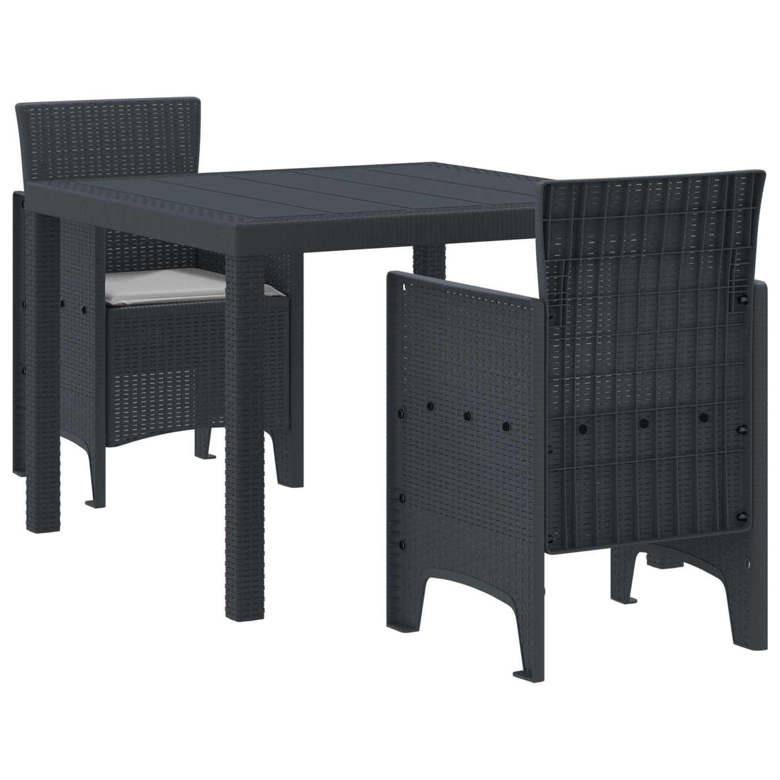 vidaXL Conjunto de Comedor de Jardín 3 uds. Antracita Polipropileno