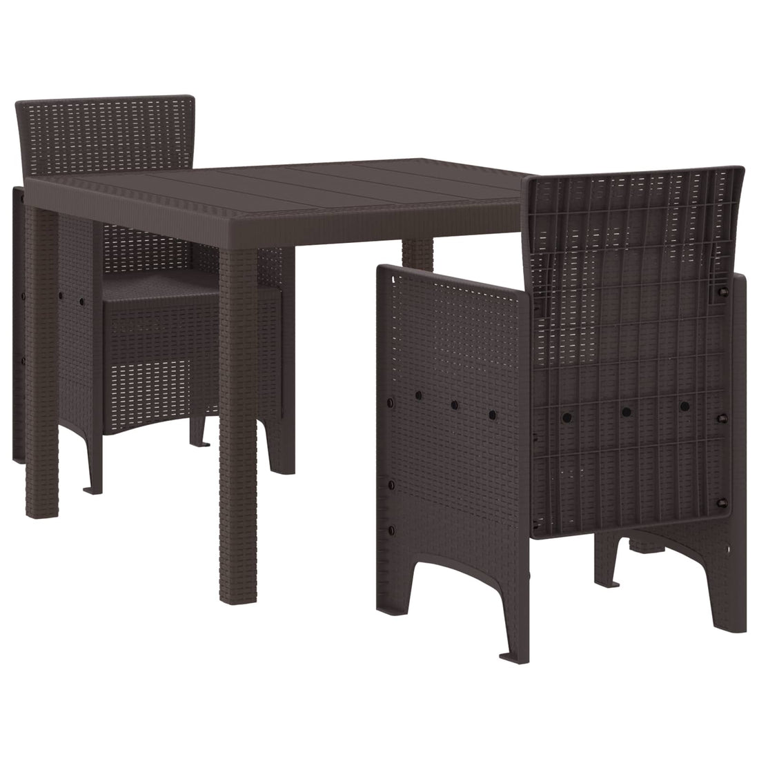 vidaXL Conjunto de Comedor de Jardín 3 uds. Marrón Polipropileno