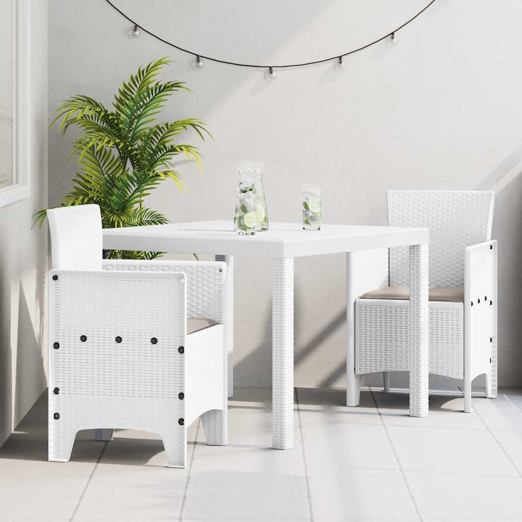 vidaXL Conjunto de Comedor de Jardín 3 uds. Blanco Polipropileno