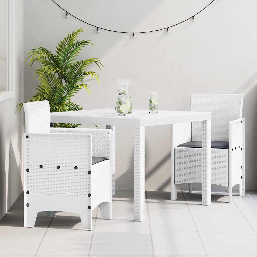 vidaXL Conjunto de Comedor de Jardín 3 uds. Blanco Polipropileno