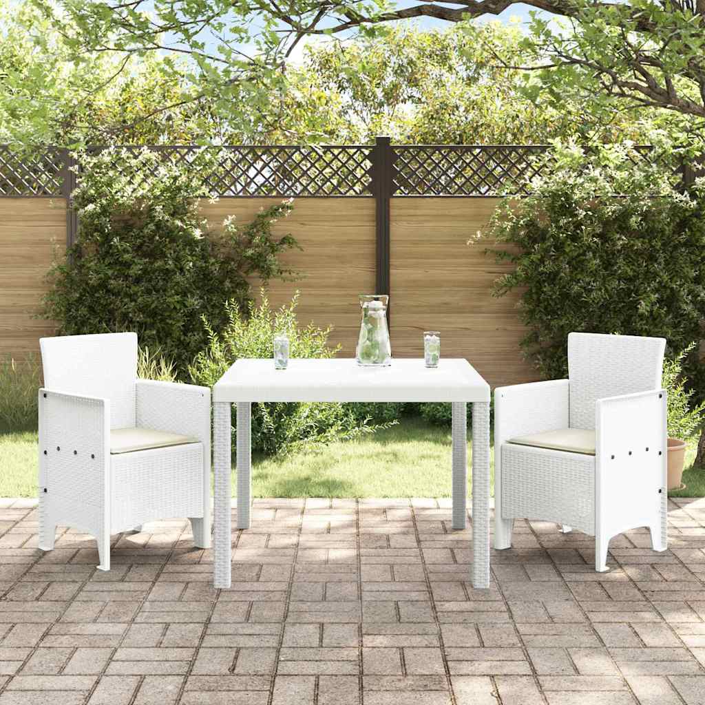 vidaXL Conjunto de Comedor de Jardín 3 uds. Blanco Polipropileno