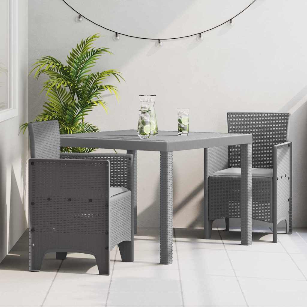 vidaXL Conjunto de Comedor de Jardín 3 uds. Gris Claro Polipropileno