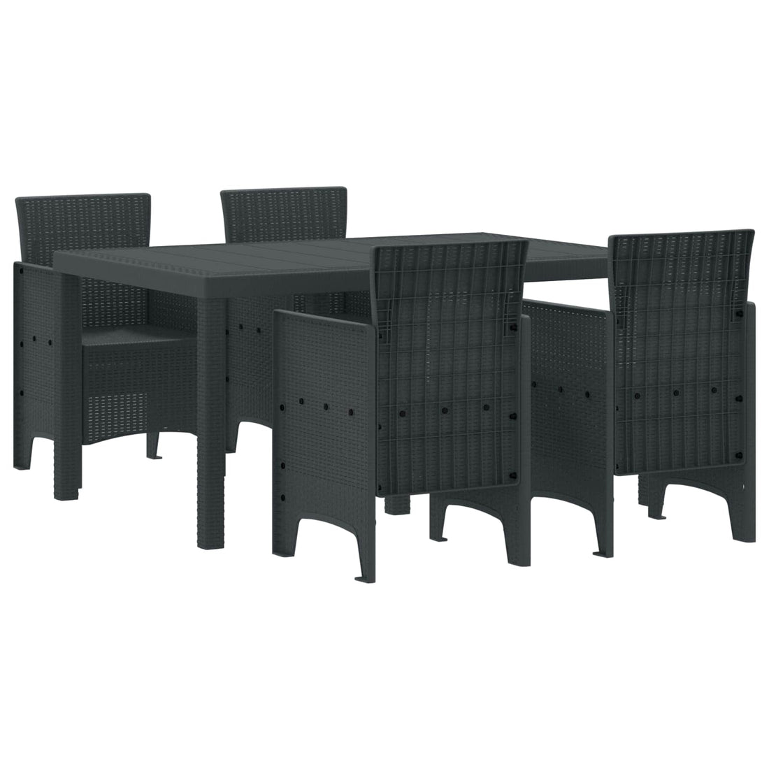 vidaXL Conjunto de Comedor de Jardín 5 uds. Antracita Ratan Polt