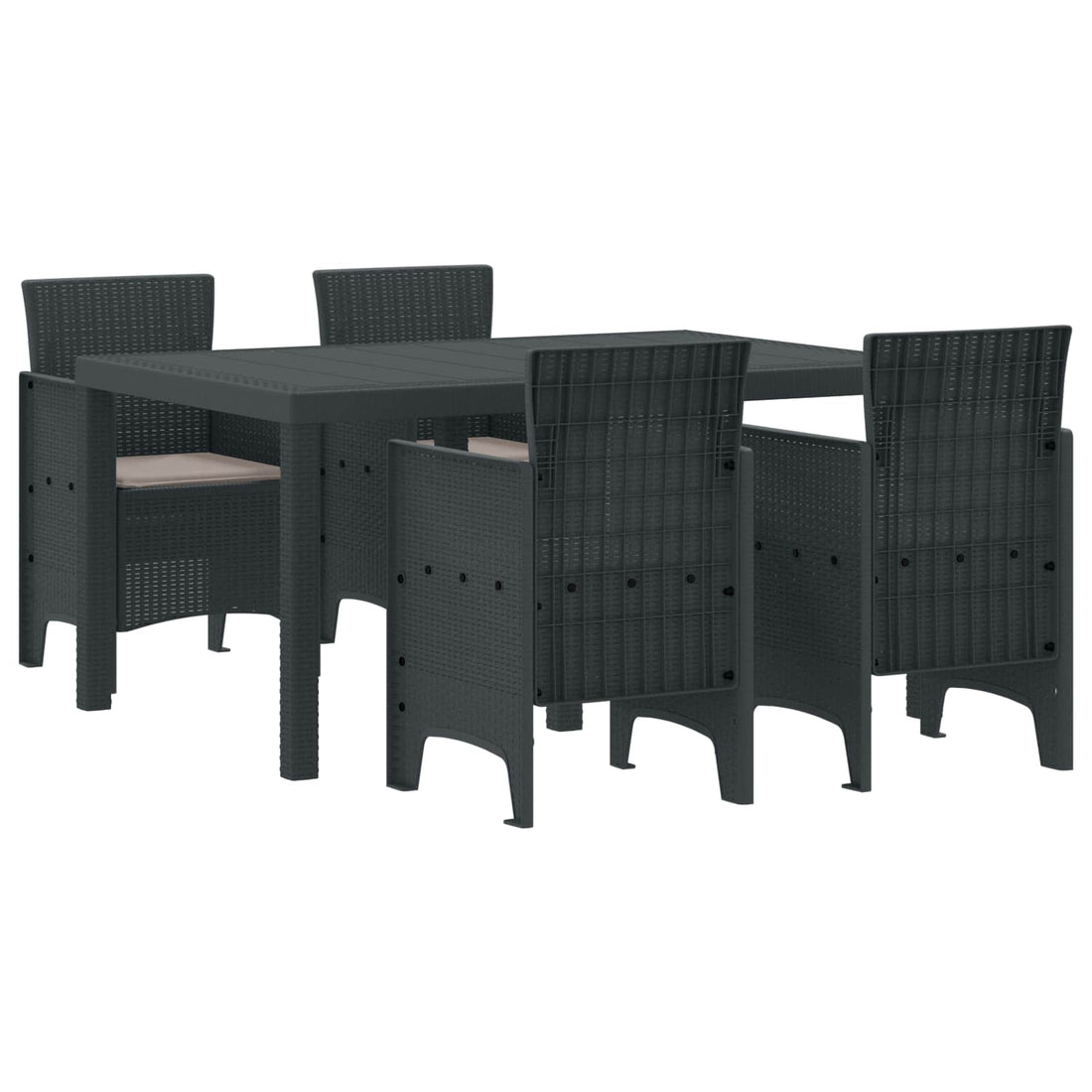 vidaXL Conjunto de Comedor de Jardín 5 uds. Antracita Ratan Polt