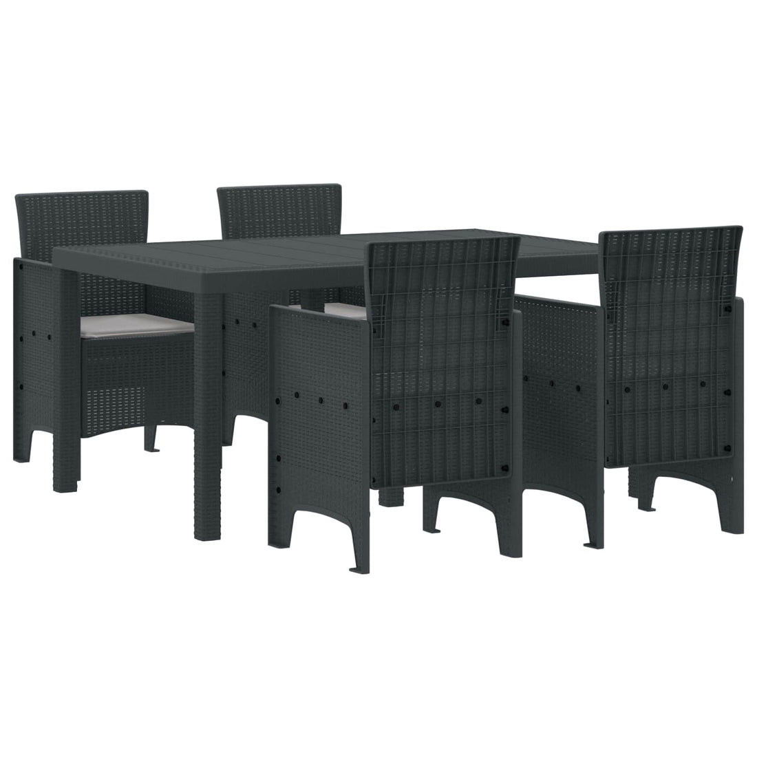 vidaXL Conjunto de Comedor de Jardín 5 uds. Antracita Ratan Polt