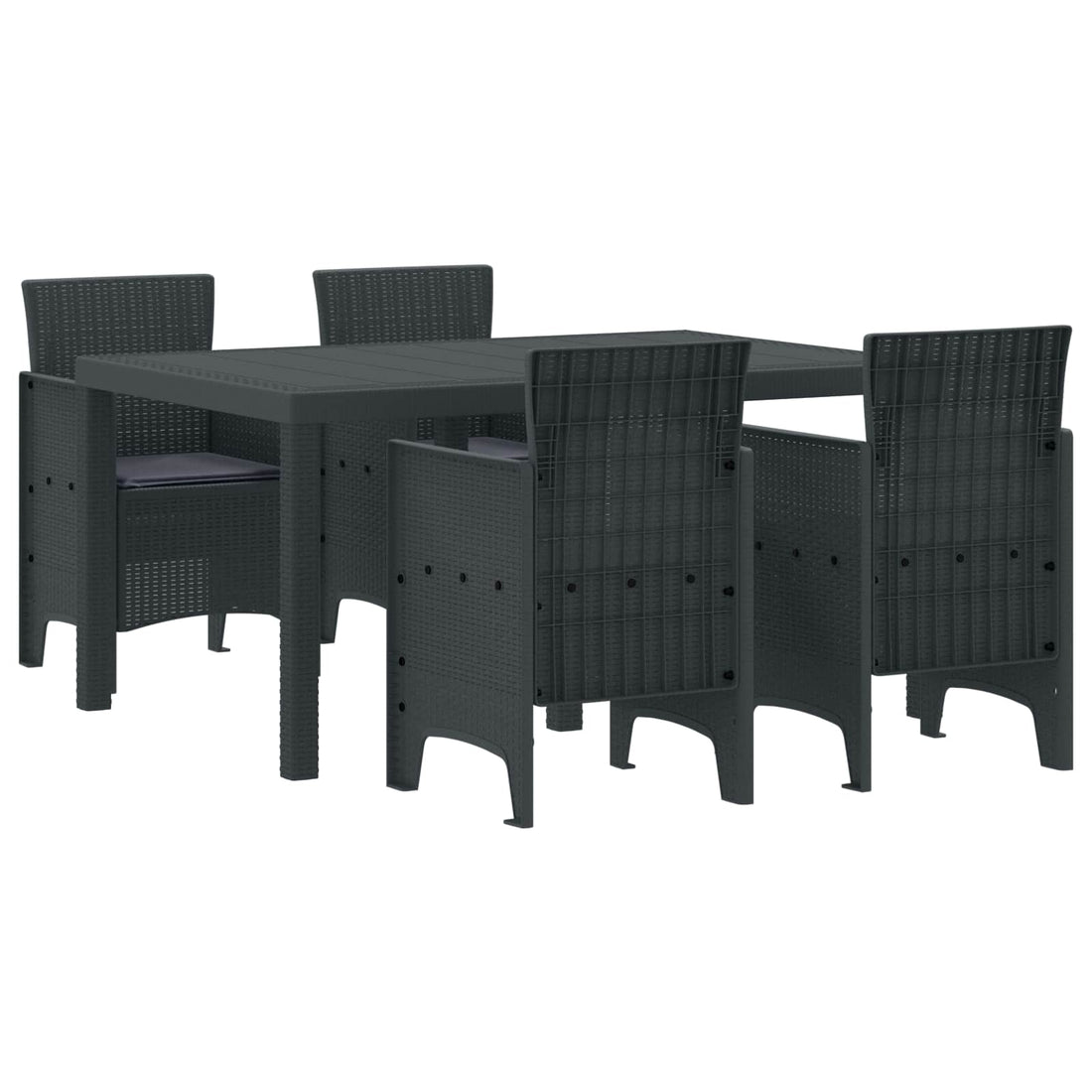 vidaXL Conjunto de Comedor de Jardín 5 uds. Antracita Ratan Polt