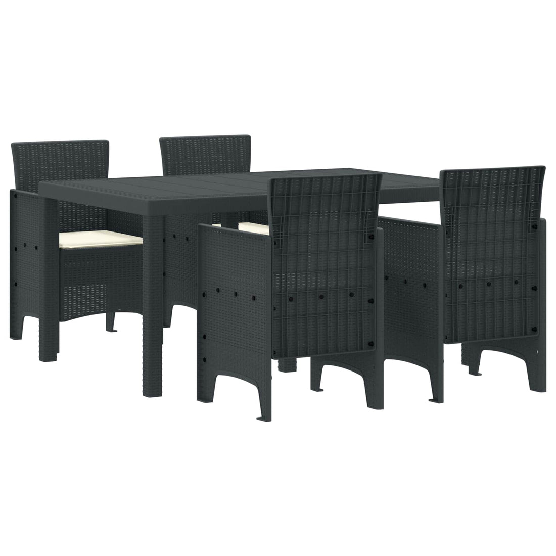 vidaXL Conjunto de Comedor de Jardín 5 uds. Antracita Ratan Polt