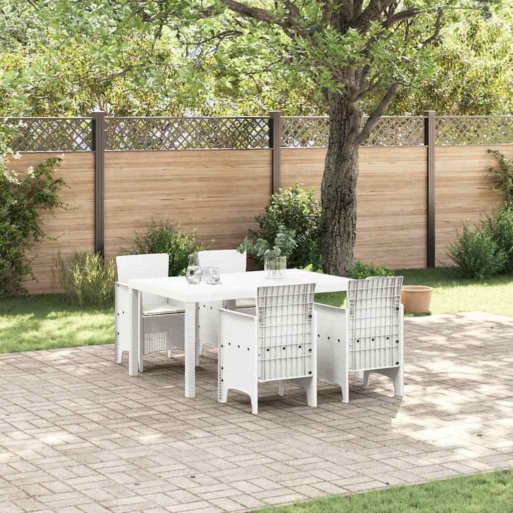 vidaXL Conjunto de Comedor de Jardín 5 uds. Blanco Ratan Polt