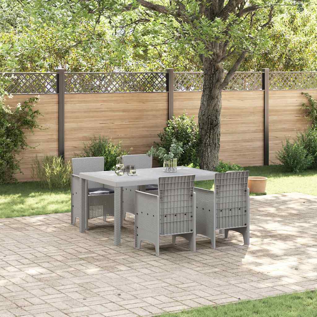vidaXL Conjunto de Comedor de Jardín 5 uds. Gris Claro Ratan Polt