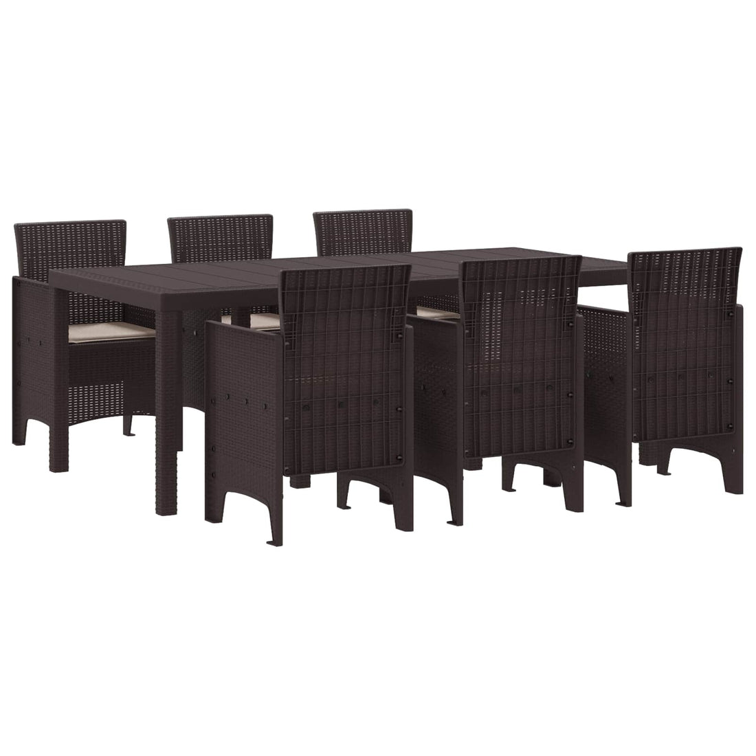 vidaXL Conjunto de Comedor de Jardín 7 uds. Marrón Polipropileno