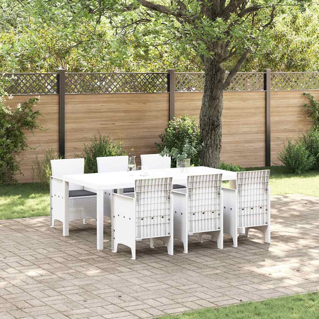 vidaXL Conjunto de Comedor de Jardín 7 uds. Blanco Polipropileno