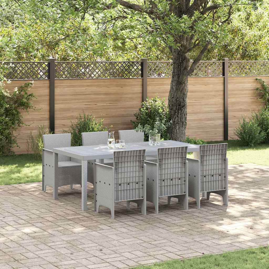 vidaXL Conjunto de Comedor de Jardín 7 uds. Gris Claro Polipropileno