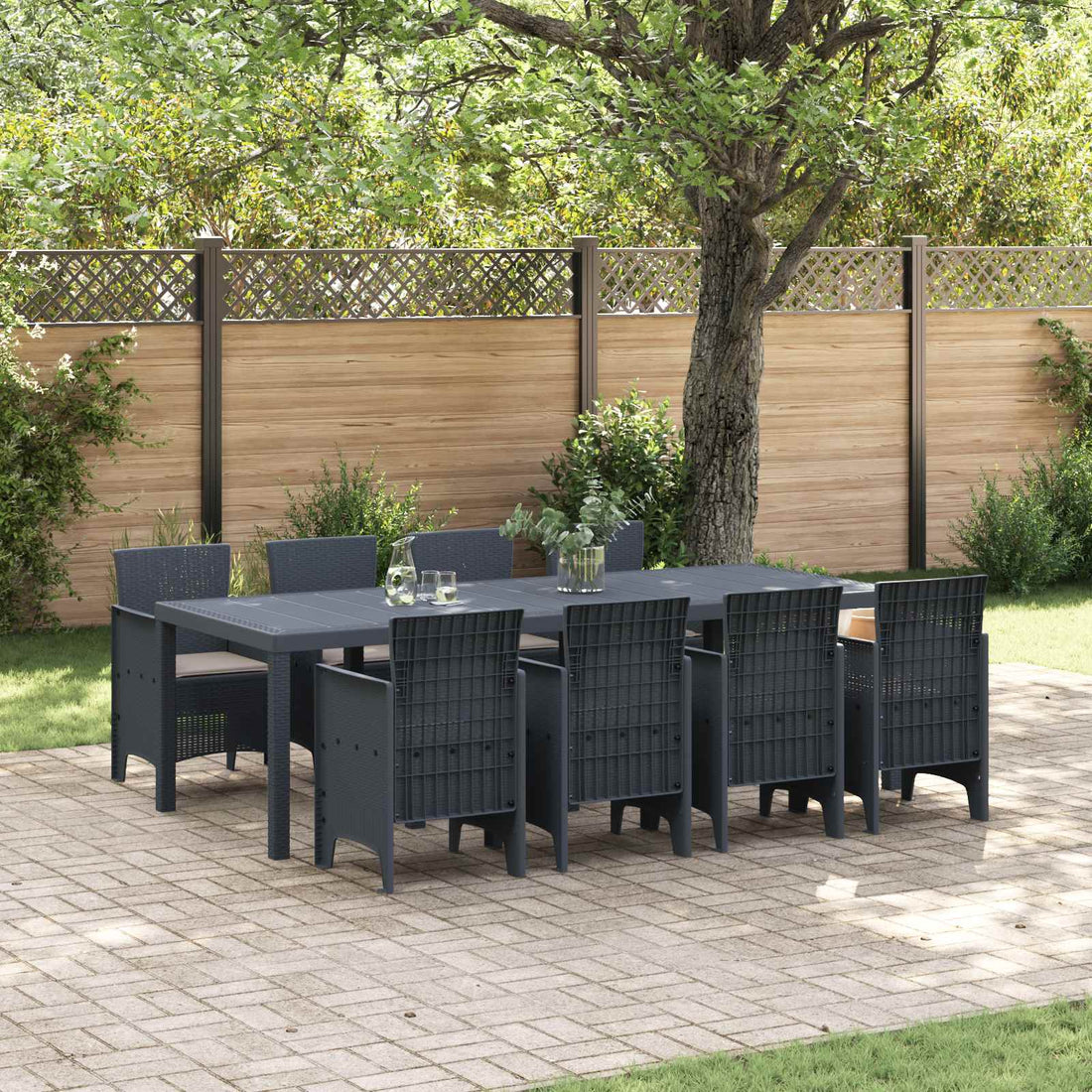 vidaXL Conjunto de Comedor de Jardín 9 uds. Antracita Polipropileno