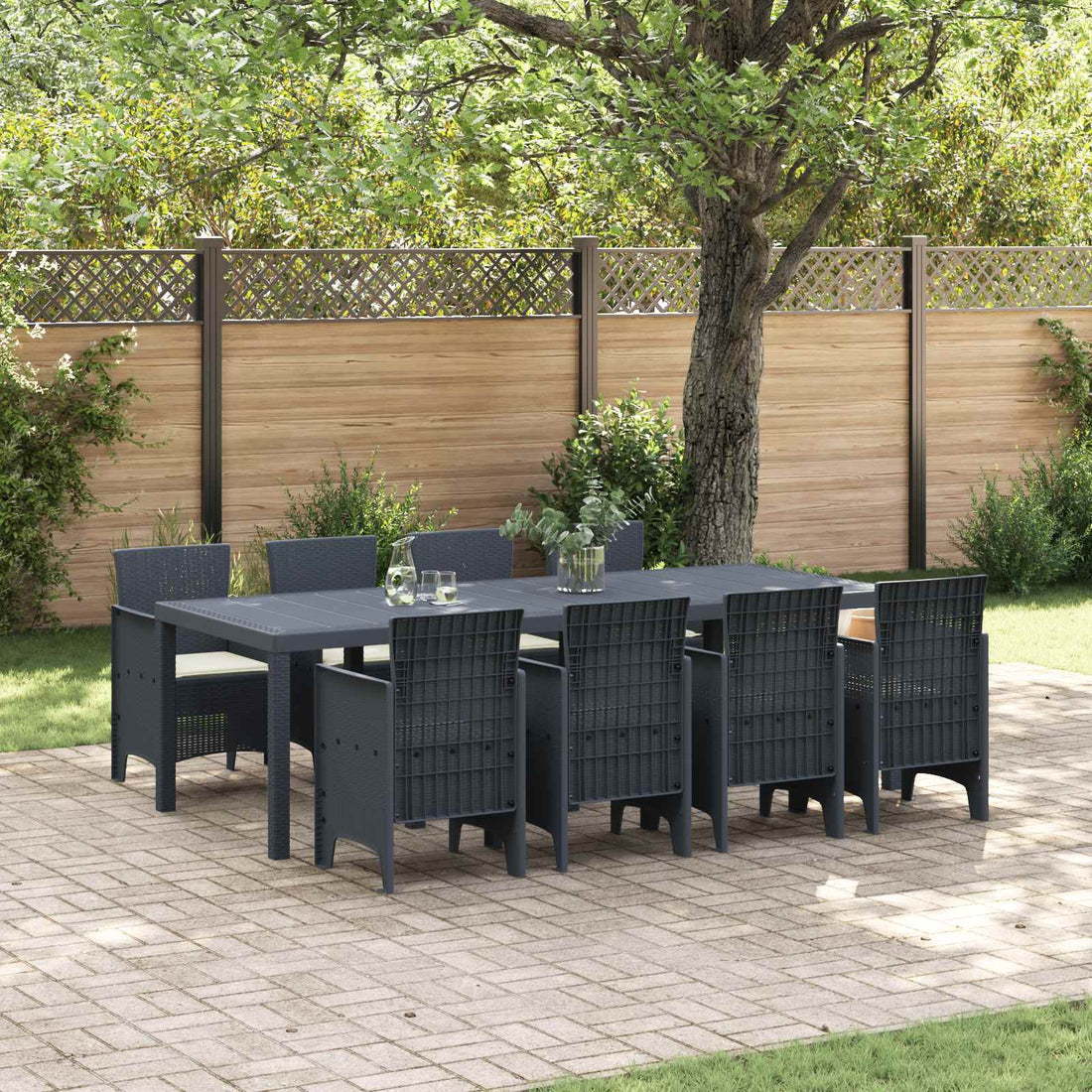 vidaXL Conjunto de Comedor de Jardín 9 uds. Antracita Polipropileno