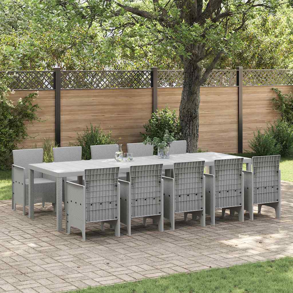 vidaXL Conjunto de Comedor de Jardín 11 uds. Gris claro Polipropileno