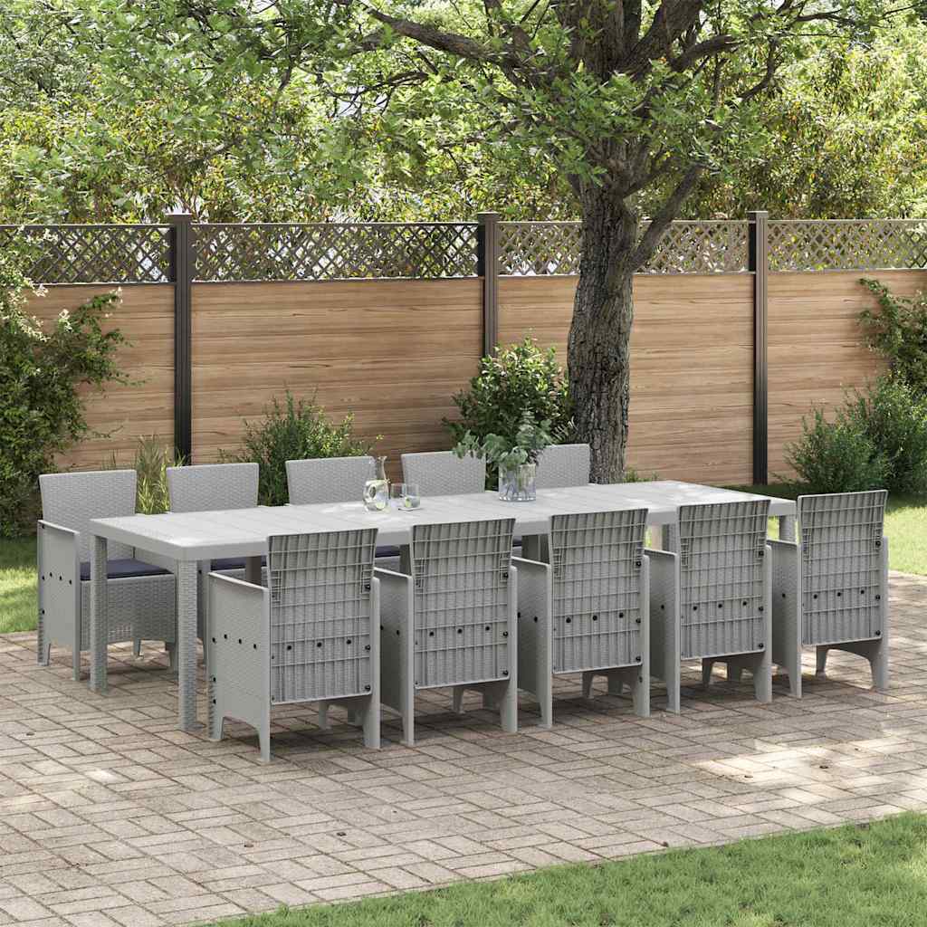 vidaXL Conjunto de Comedor de Jardín 11 uds. Gris claro y Antracita