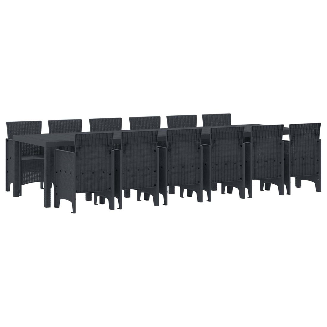 vidaXL Conjunto de Comedor de Jardín 13 uds. Antracita Ratan Polt