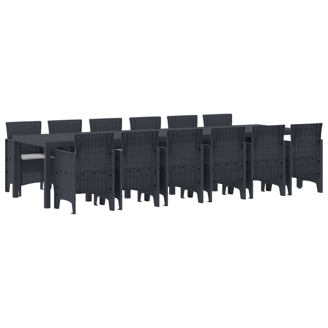 vidaXL Conjunto de Comedor de Jardín 13 uds. Antracita Ratan Polt