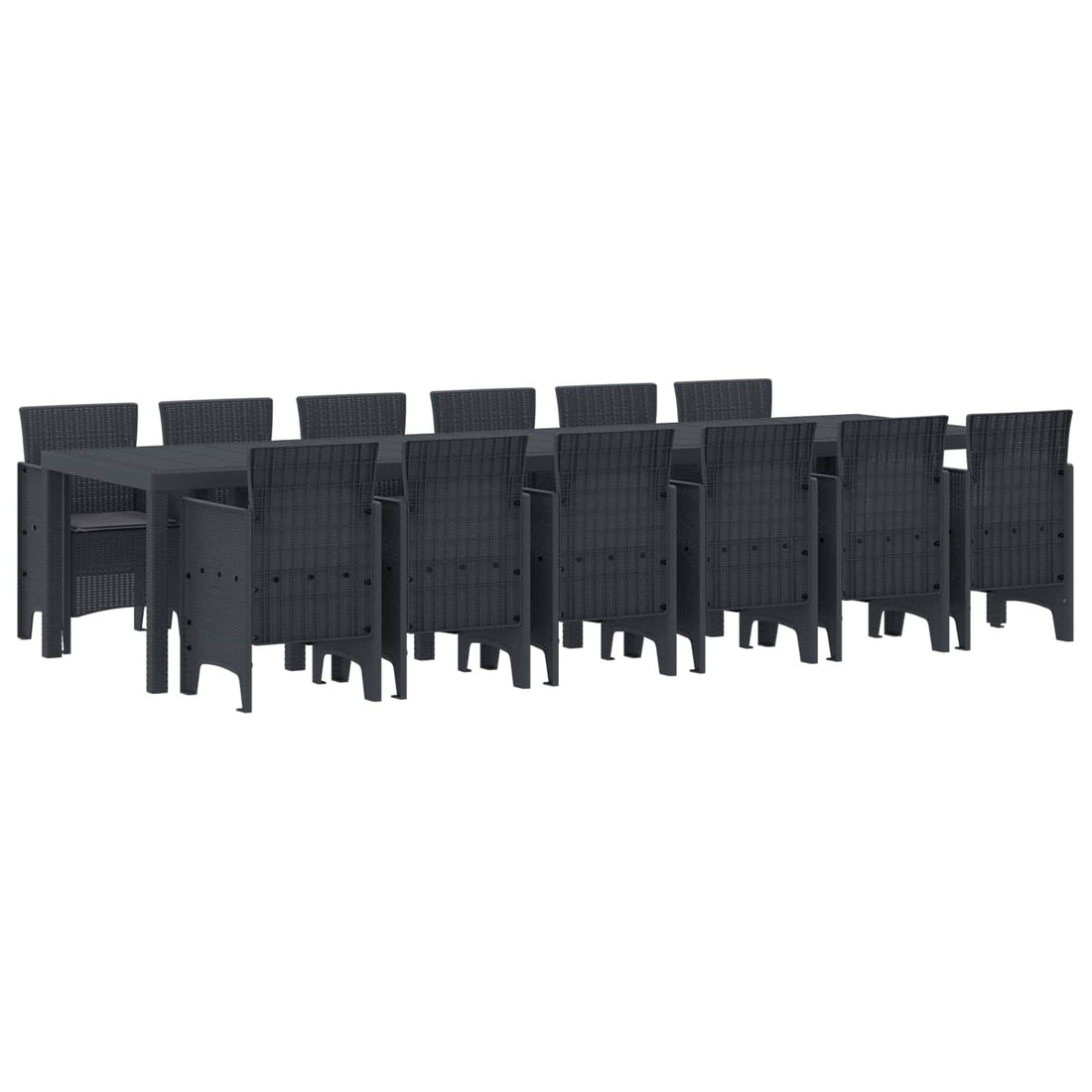 vidaXL Conjunto de Comedor de Jardín 13 uds. Antracita Ratan Polt
