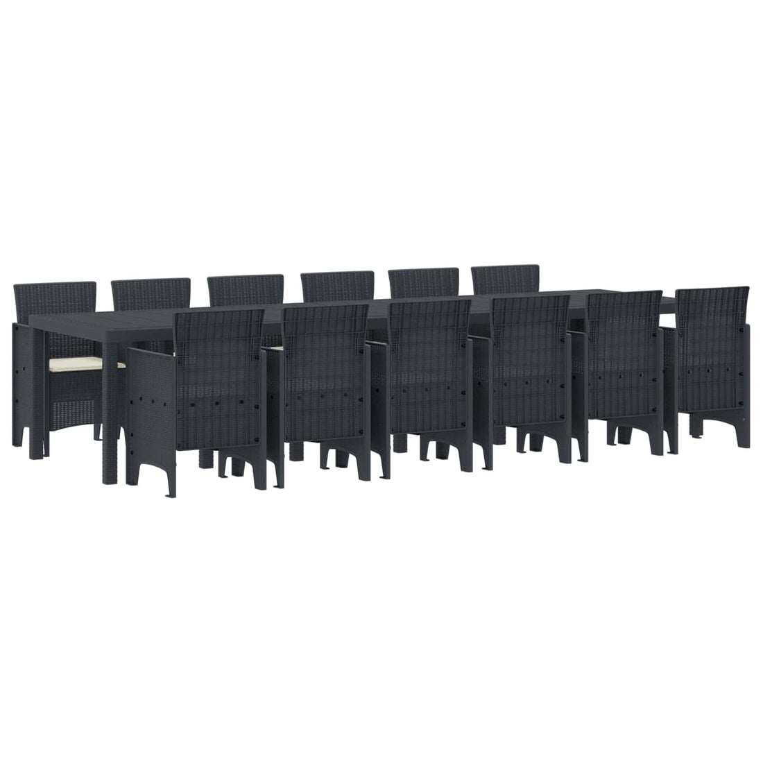 vidaXL Conjunto de Comedor de Jardín 13 uds. Antracita Ratan Polt