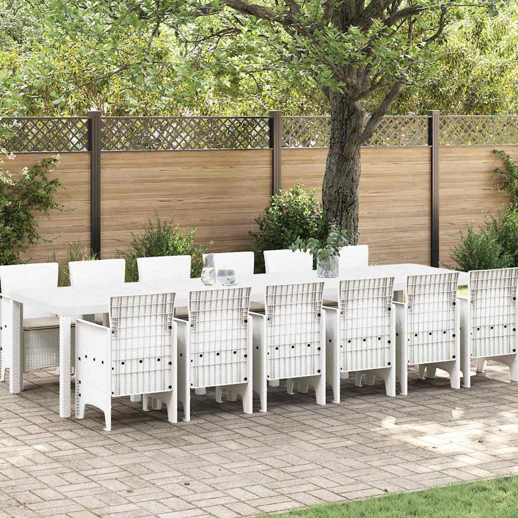 vidaXL Conjunto de Comedor de Jardín 13 uds. Blanco Ratan Polt