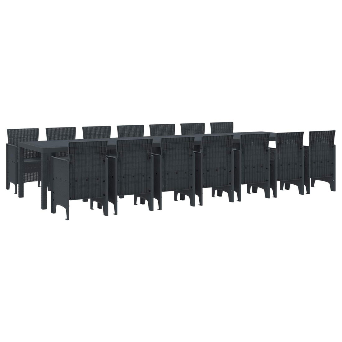 vidaXL Conjunto de comedor de jardín con cojines 15 uds. Antracita PP