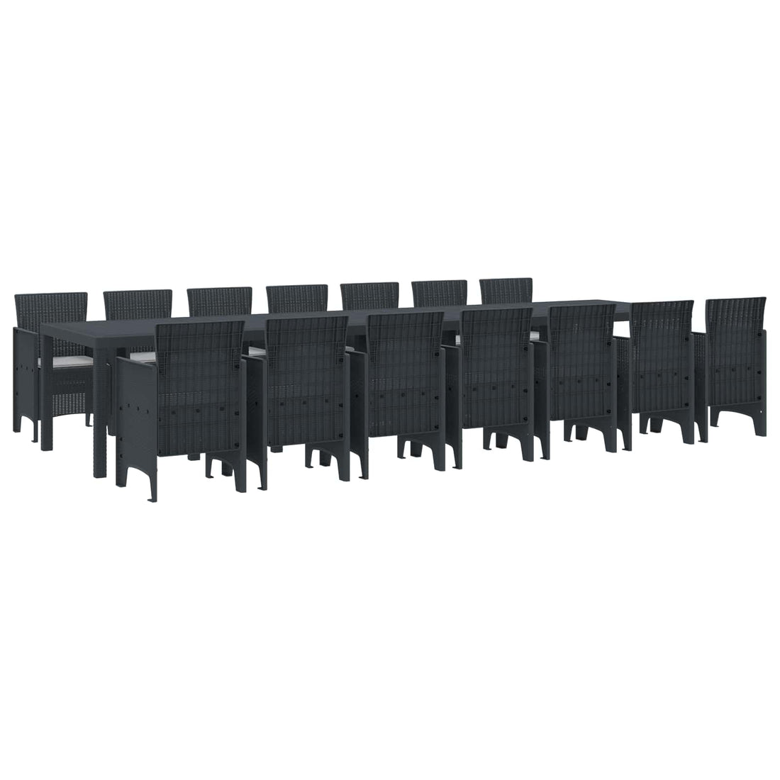 vidaXL Conjunto de comedor de jardín con cojines 15 uds. Antracita PP