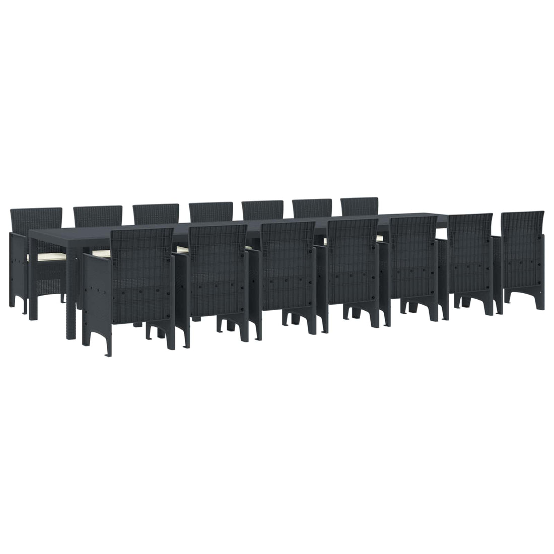 vidaXL Conjunto de comedor de jardín con cojines 15 uds. Antracita PP