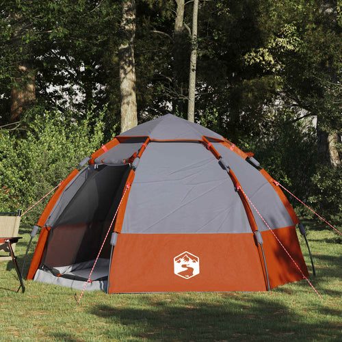 vidaXL 4 persona Gris y naranja Poliéster 185T