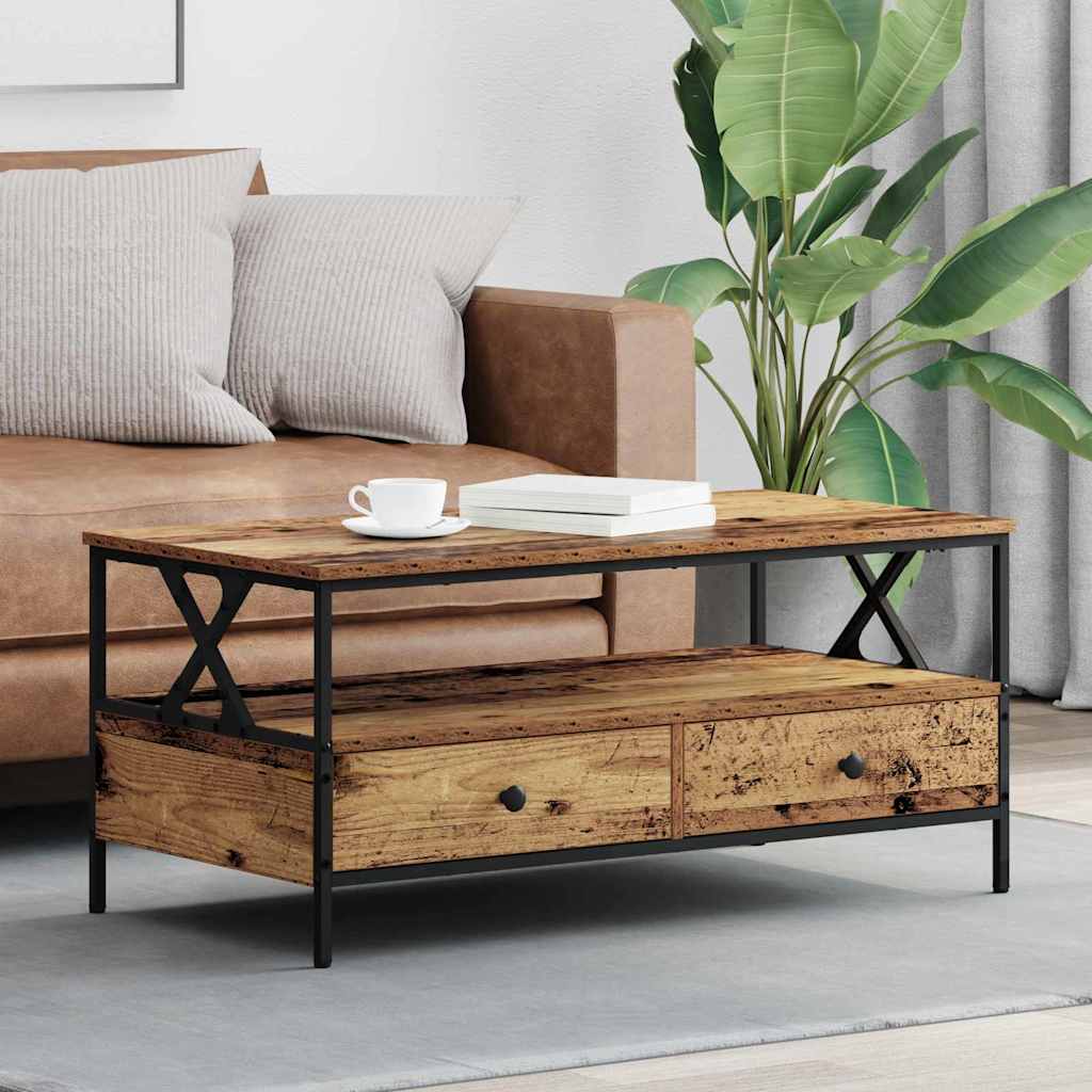 vidaXL Mesa de Café Madera vieja 100 x 51 x 45 cm Madera de ingeniería