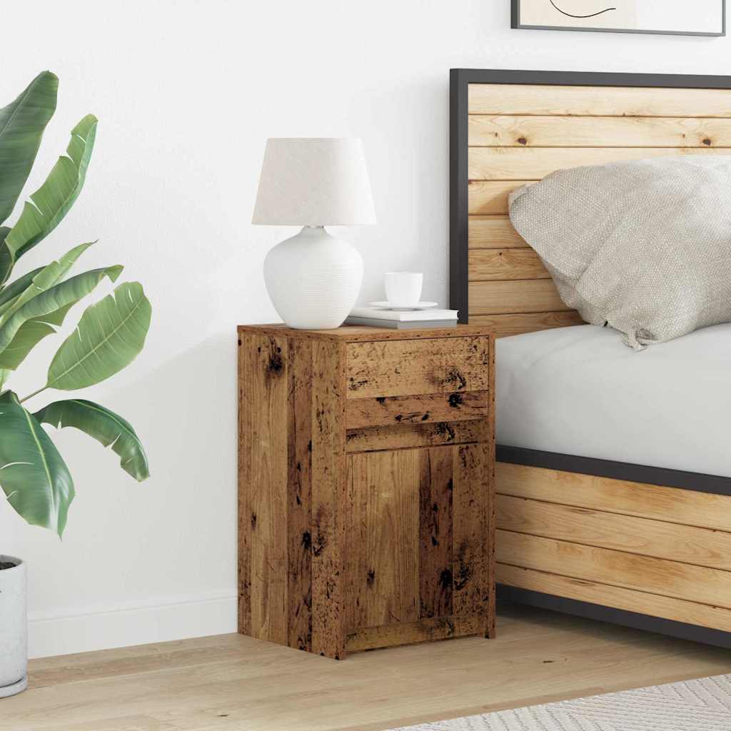 vidaXL Armario de Noche LED Madera vieja 38 x 34 x 61 cm