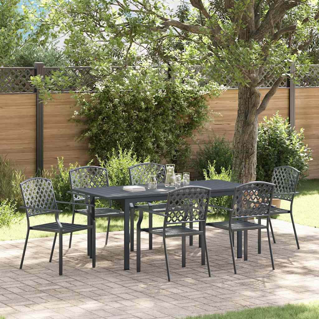 vidaXL Conjunto de Comedor de Jardín 7 uds. Antracita