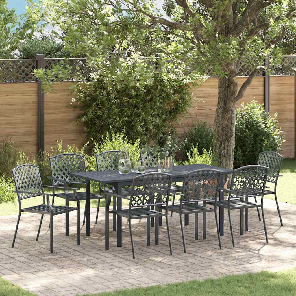 vidaXL Conjunto de Comedor de Jardín 9 uds. Antracita