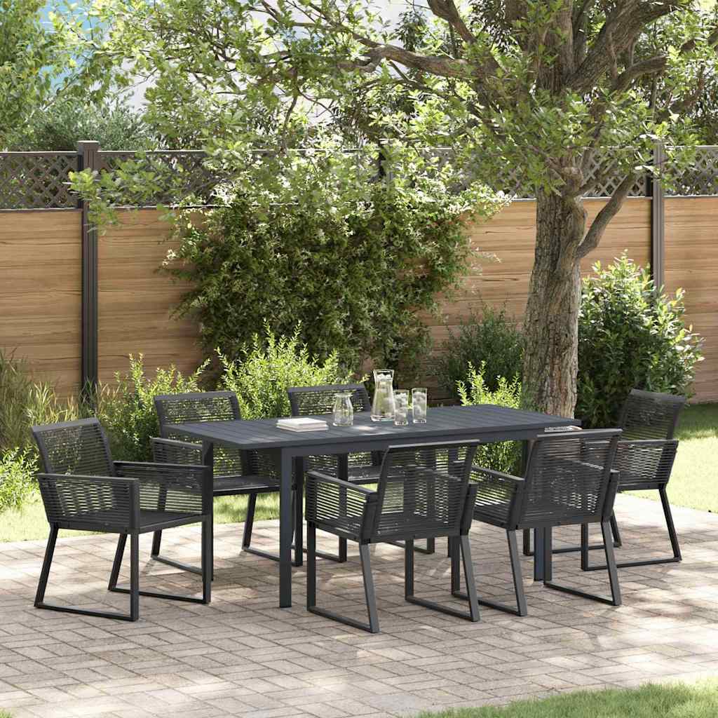 vidaXL Conjunto de Comedor de Jardín 7 uds. Negro ratán sintético